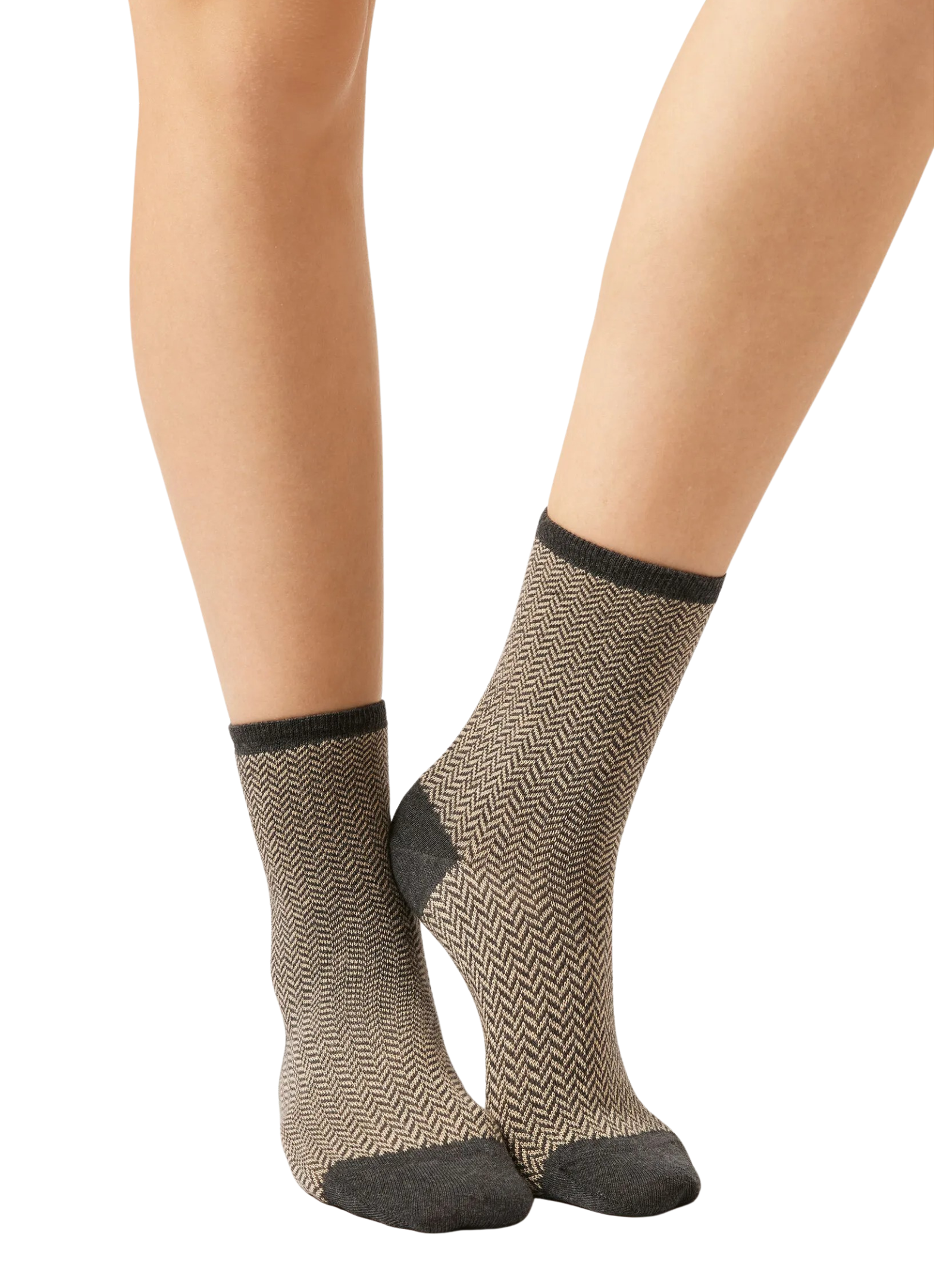 Meia Curta Com Estampa Em Algodão Cinza Calzedonia