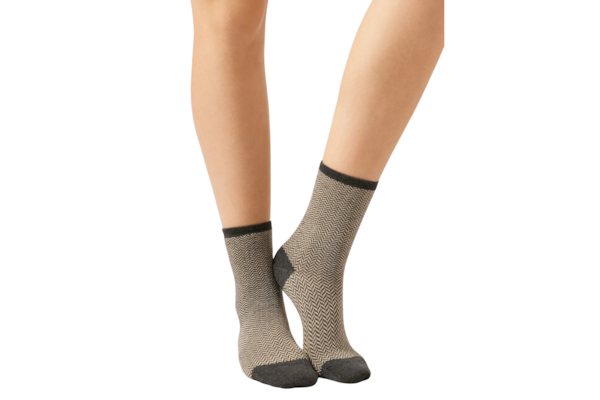 Meia Curta Com Estampa Em Algodão - Cinza