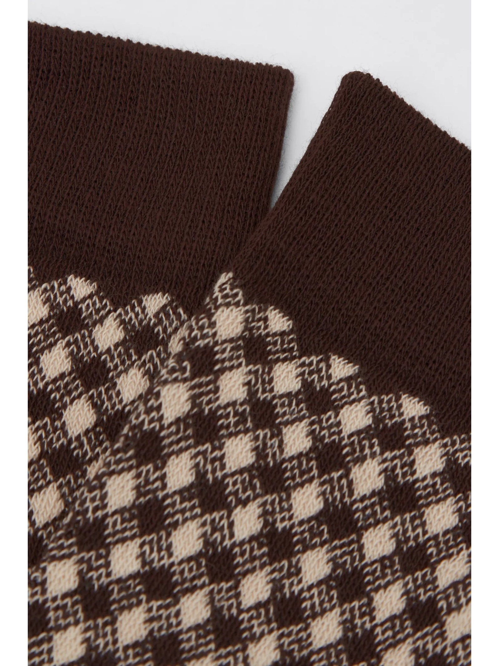 Meia Curta Com Estampa Em Algodão Marrom Calzedonia