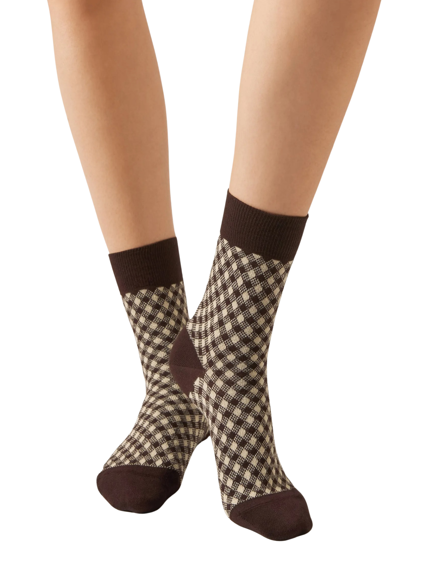 Meia Curta Com Estampa Em Algodão Marrom Calzedonia