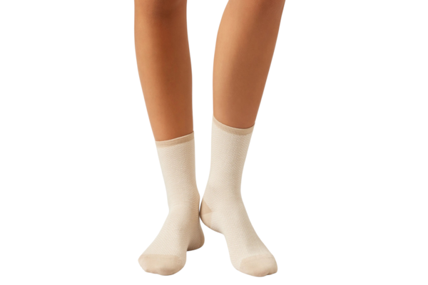 Meia Curta Com Estampa Em Algodão - Off-White