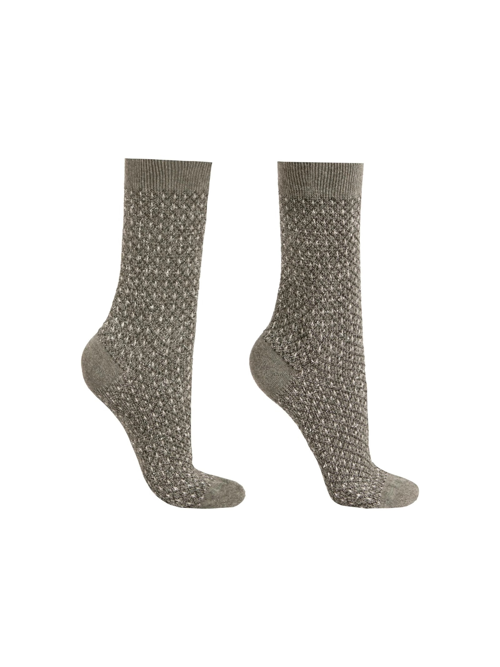 Meia Curta Com Glitter Em Lã e Cashmere Cinza Calzedonia