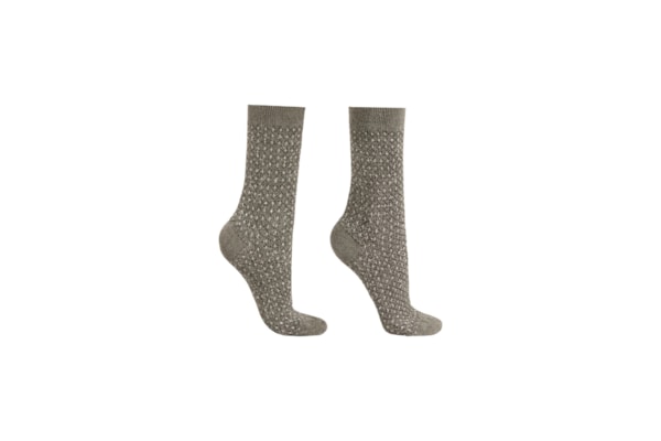 Meia Curta Com Glitter Em Lã e Cashmere - Cinza