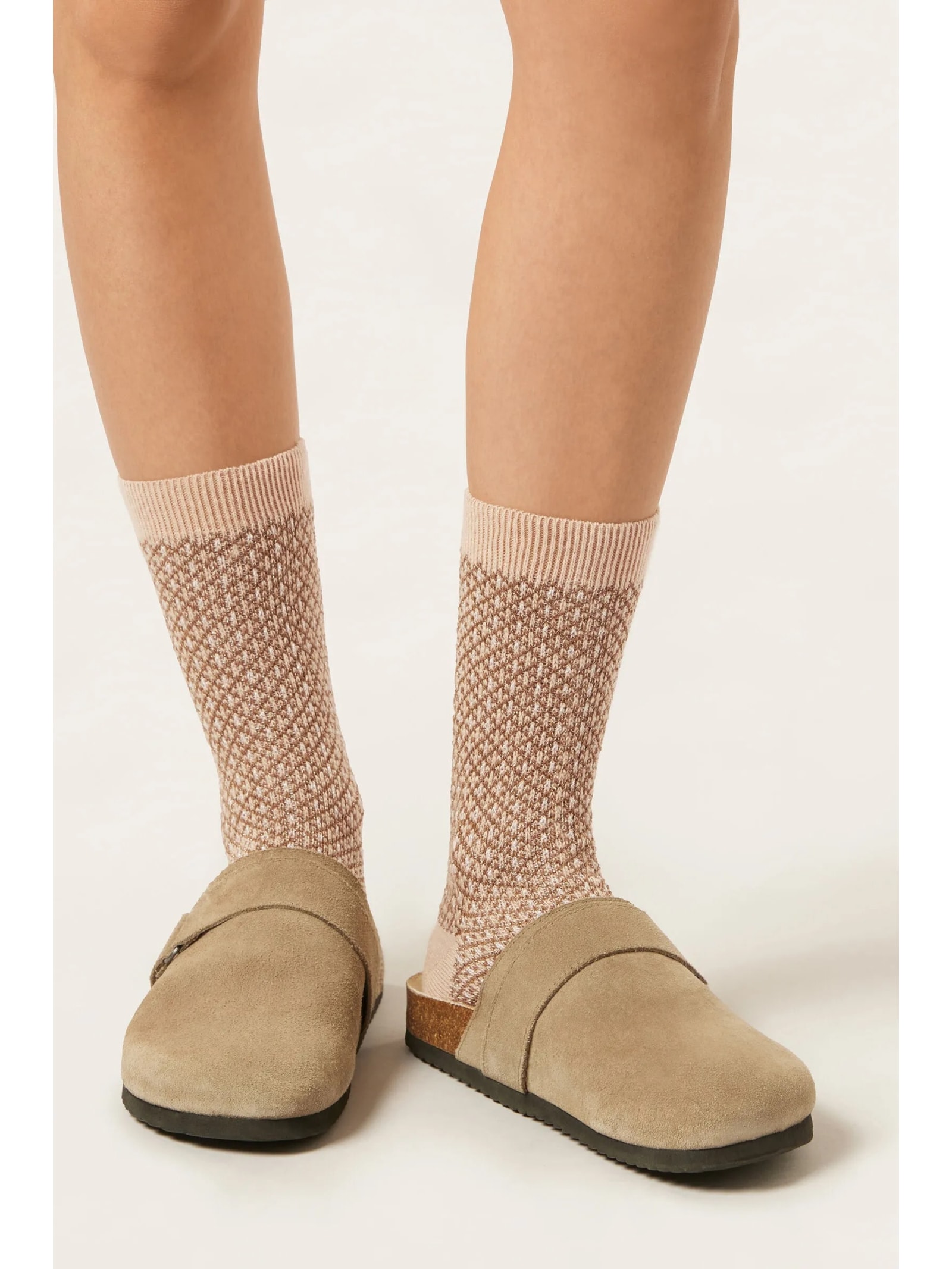 Meia Curta Com Glitter Em Lã e Cashmere Rosa Calzedonia