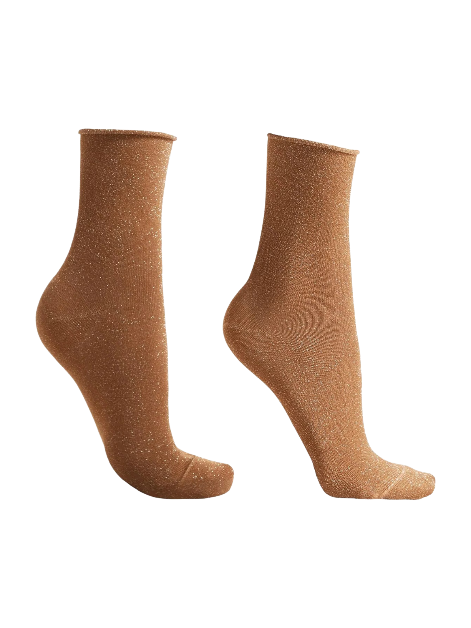 Meia Curta Com Glitter Em Viscose Bege Calzedonia