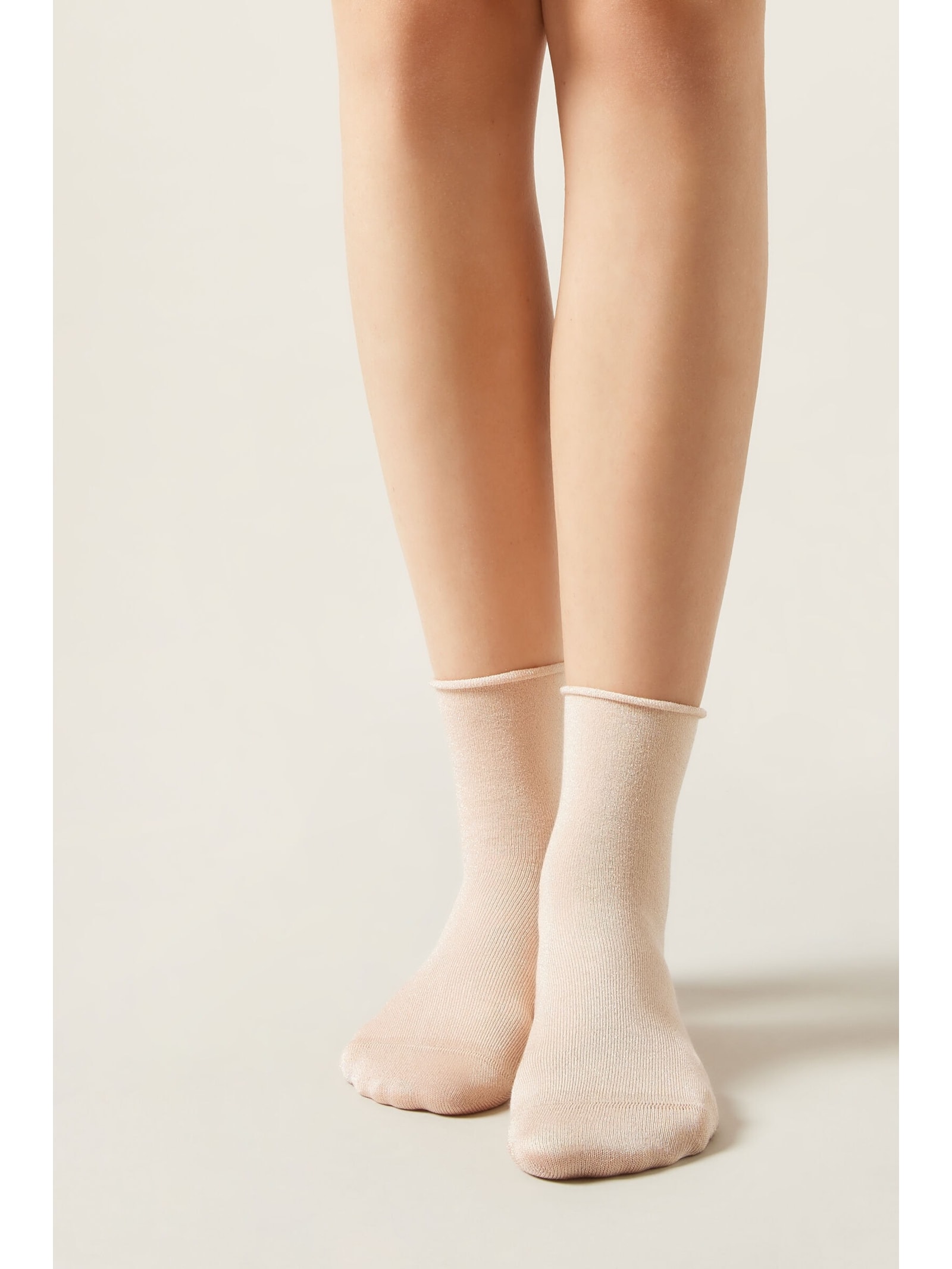 Meia Curta Com Glitter Rosa Calzedonia