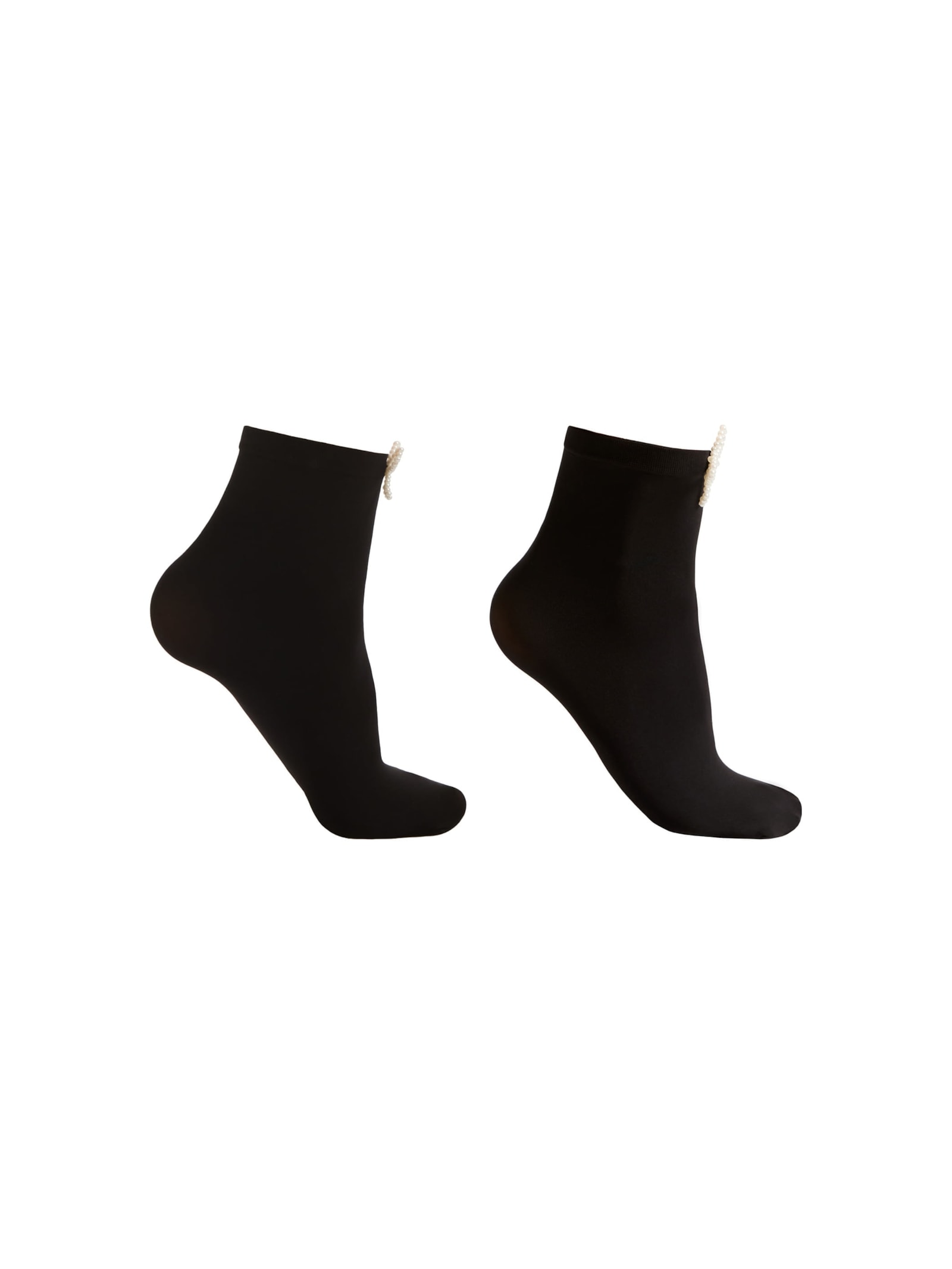 Meia Curta Com Laço De Pérolas Preto Calzedonia