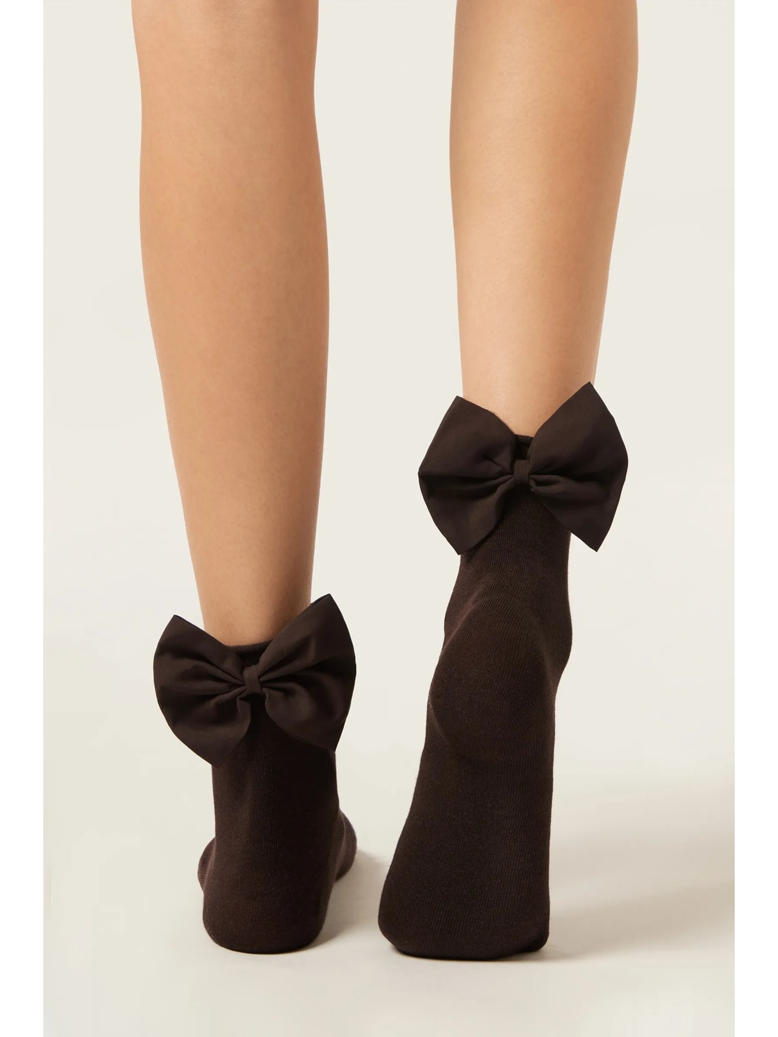 Meia Curta Com Laço Em Algodão Marrom Calzedonia