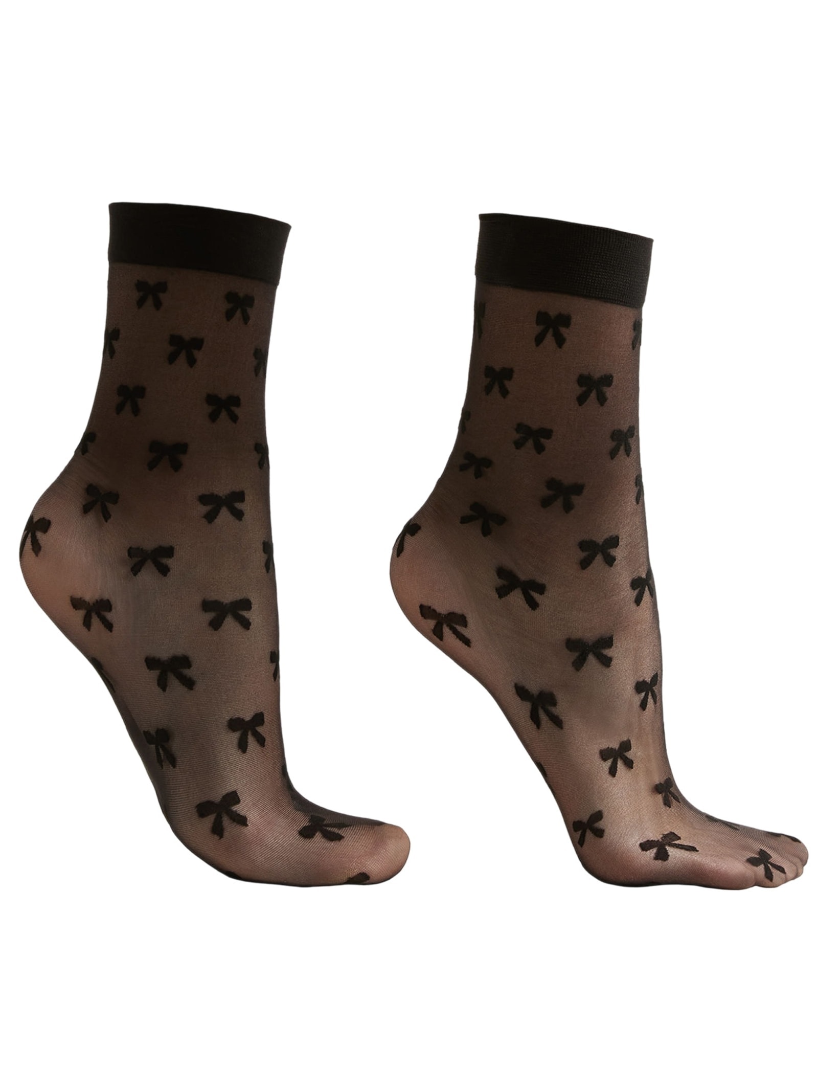 Meia Curta Com Laços All-Over Preto Calzedonia