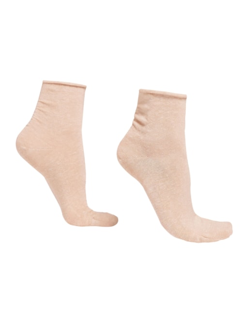 Meia Curta Com Linho Sem Costura – Bege