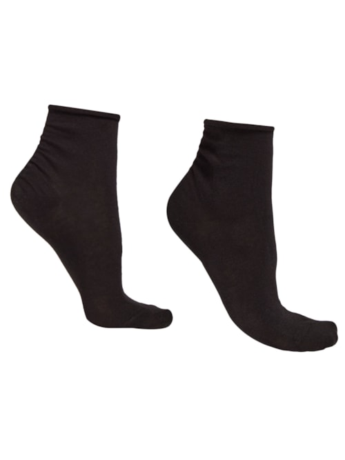 Meia Curta Com Linho Sem Costura – Preto