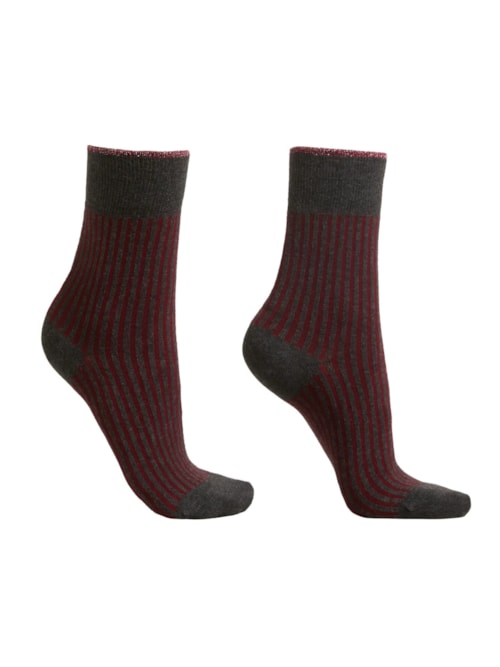 Meia Curta Com Listras – Cinza