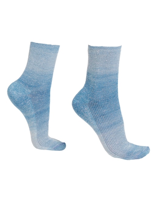 Meia Curta Com Listras Desbotadas e Glitter – Azul