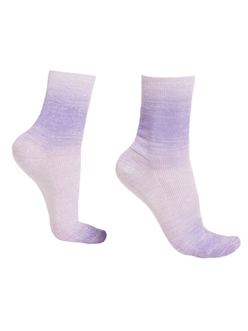 Meia Curta Com Listras Desbotadas e Glitter – Roxo