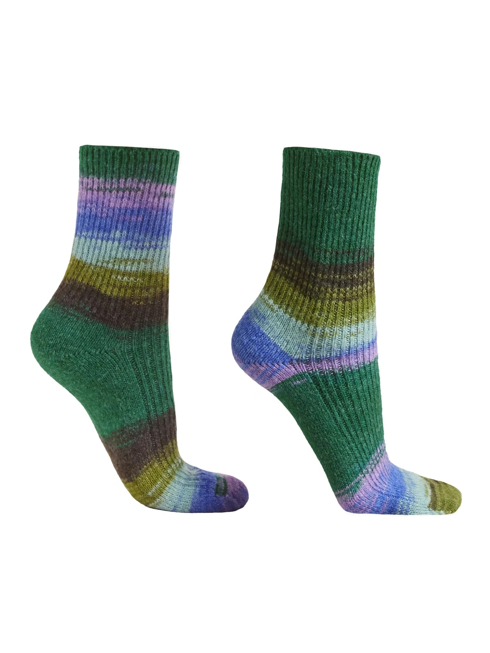 Meia Curta Com Listras Verde Calzedonia