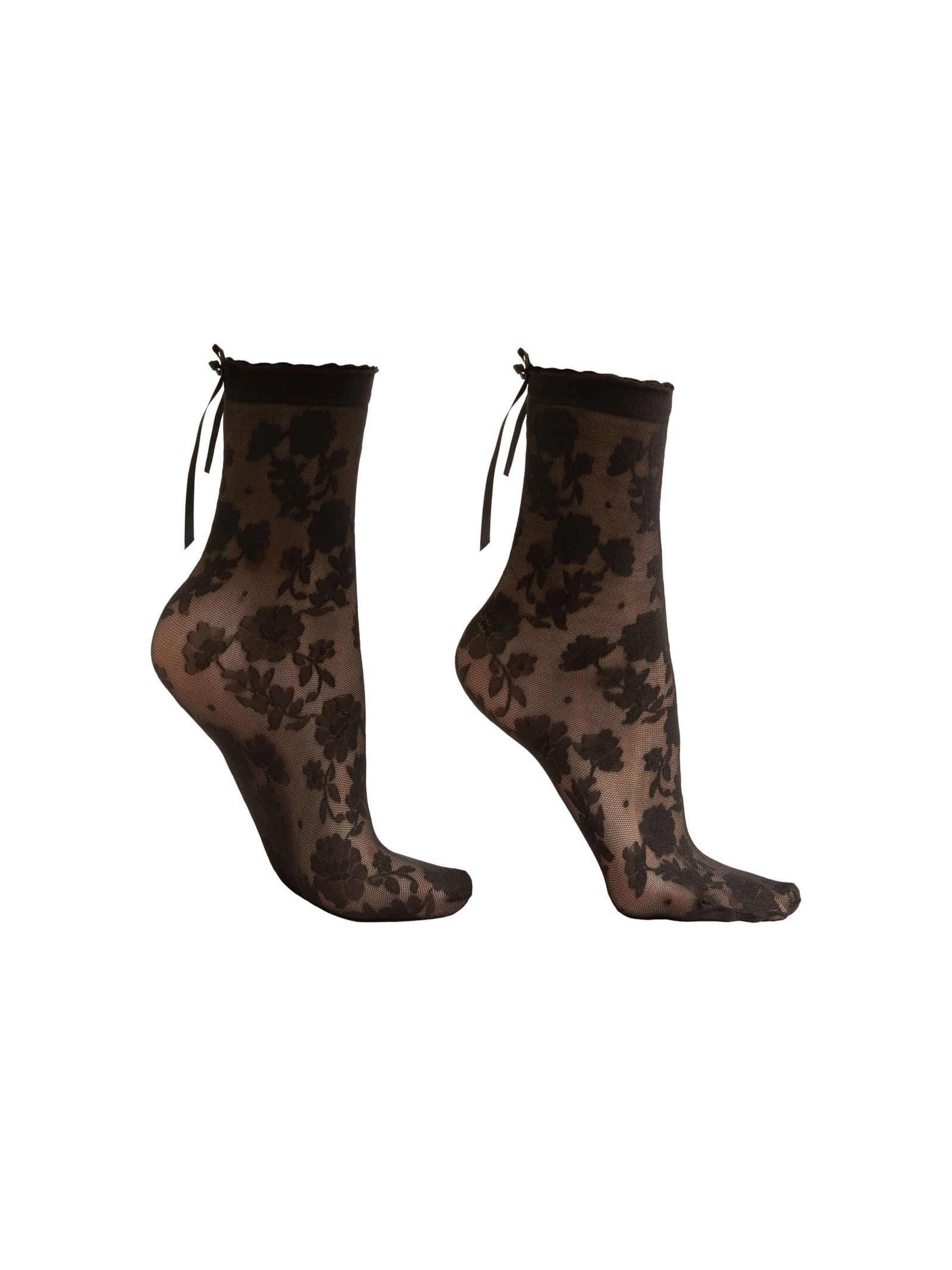 Meia Curta Com Padrão Floral Fio 30 Preto Calzedonia