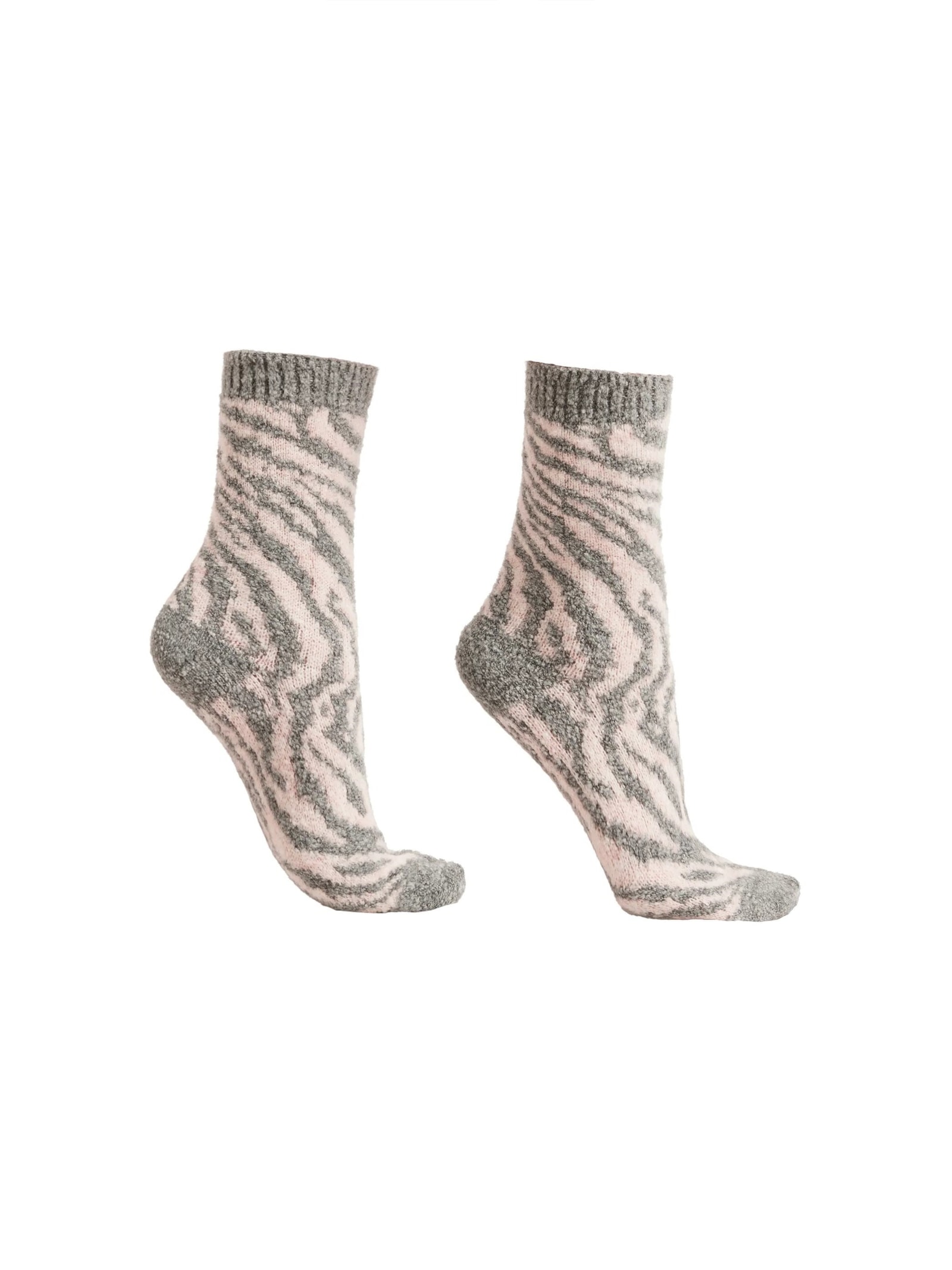 Meia Curta Efeito Soft Animal Print Cinza Calzedonia