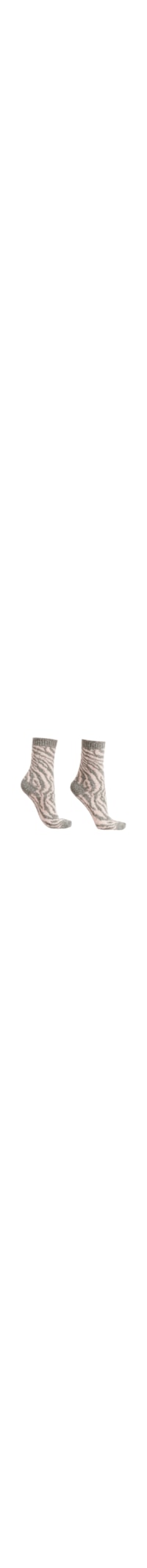 Meia Curta Efeito Soft Animal Print - Cinza