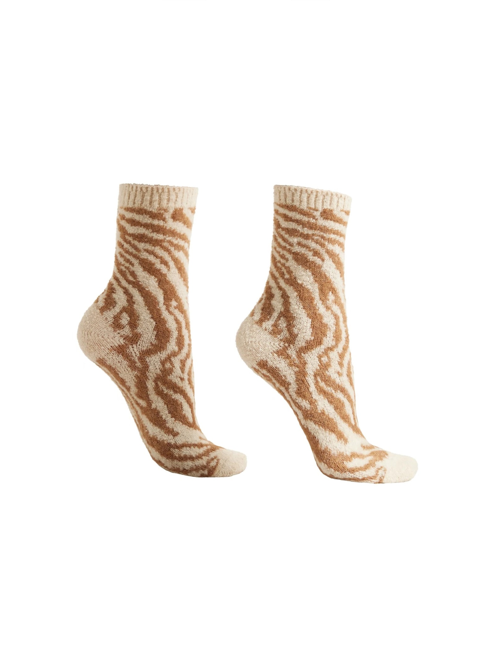 Meia Curta Efeito Soft Animal Print Off-White Calzedonia