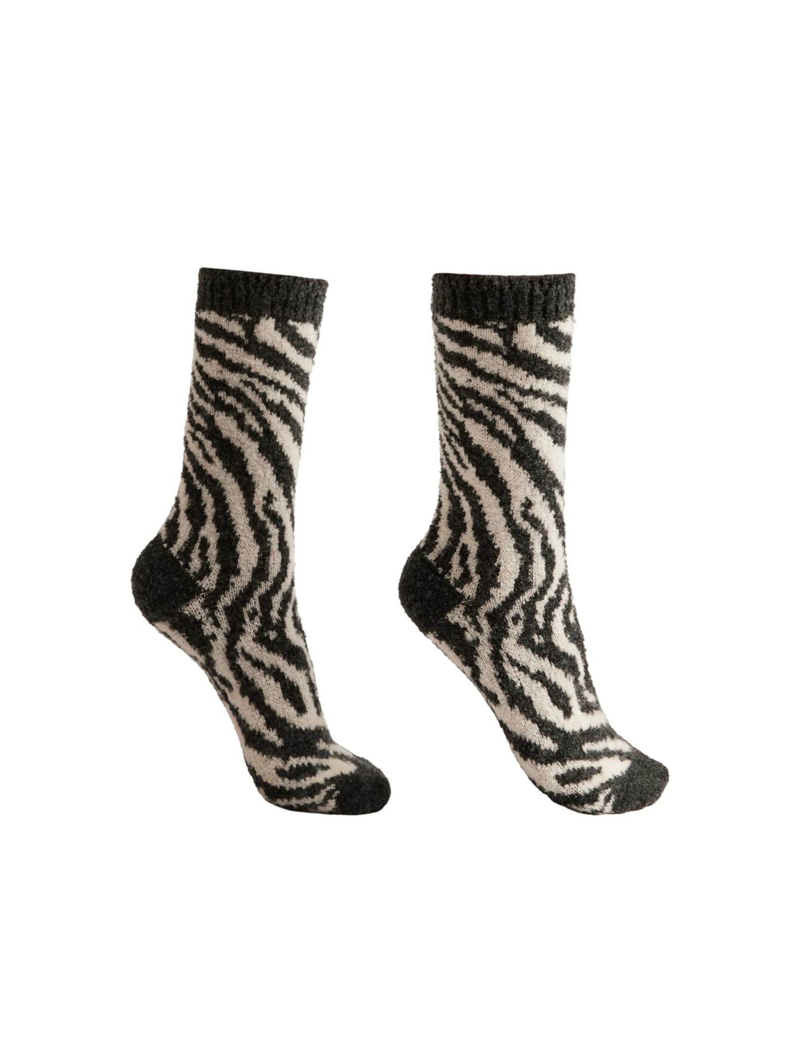 Meia Curta Efeito Soft Animal Print Preto Calzedonia