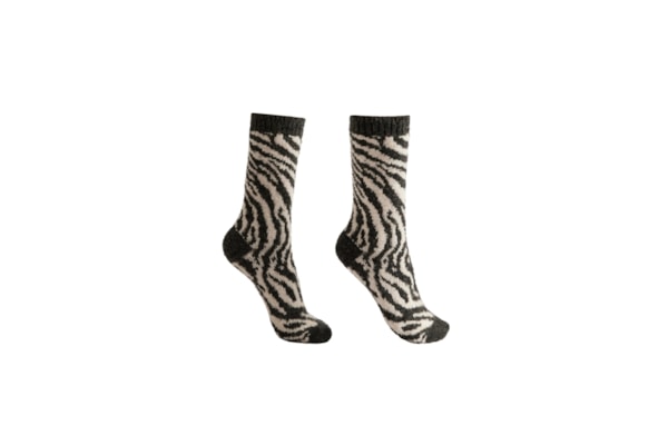 Meia Curta Efeito Soft Animal Print - Preto