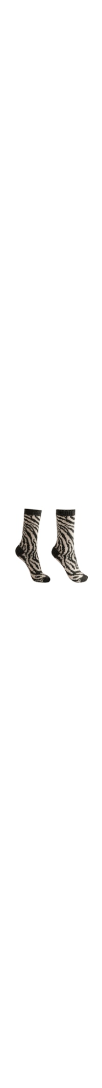 Meia Curta Efeito Soft Animal Print - Preto