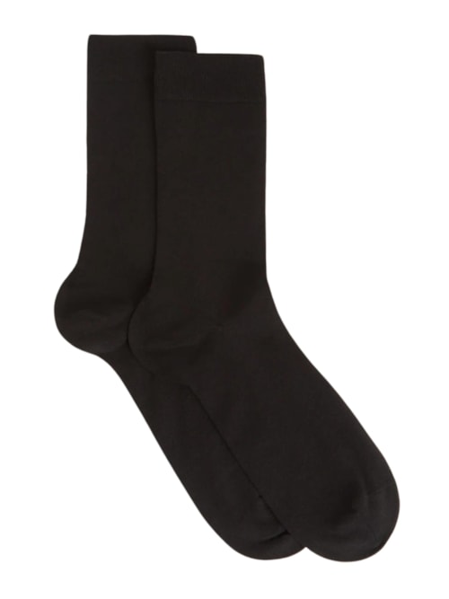 Meia Curta Em Algodão Acetinado Masculina – Preto