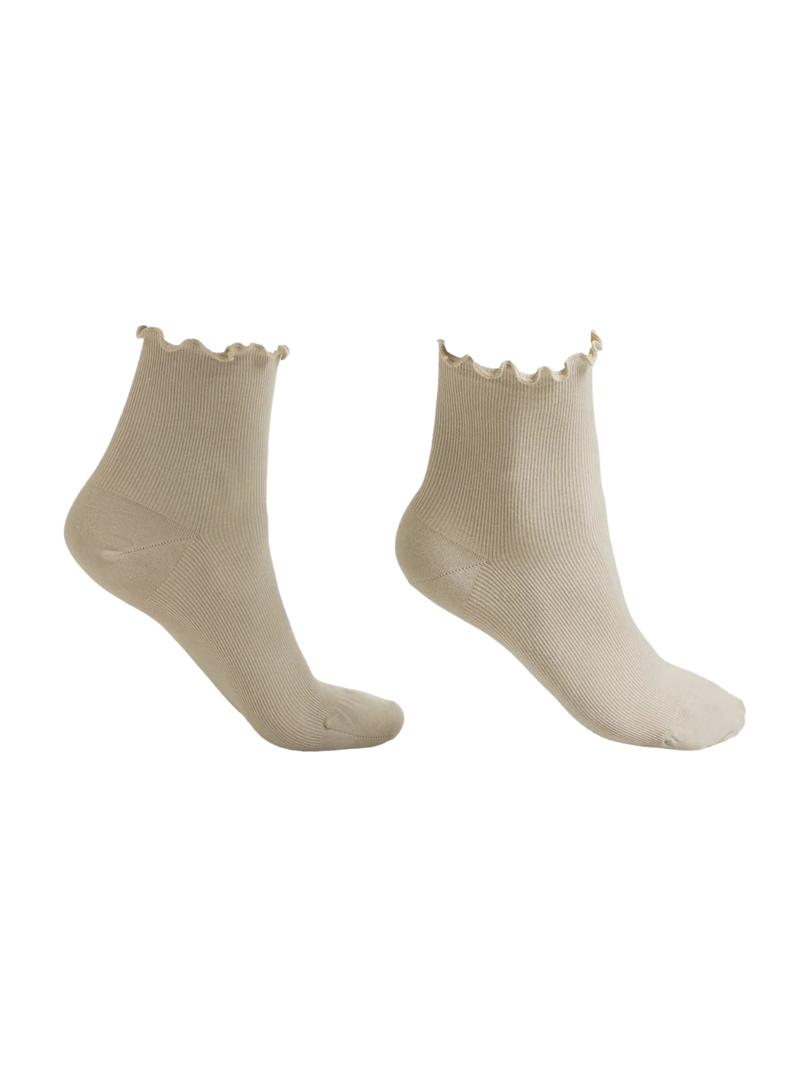 Meia Curta Em Algodão Canelado Bege Calzedonia