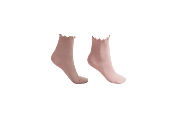 Meia Curta Em Algodão Canelado - Rosa