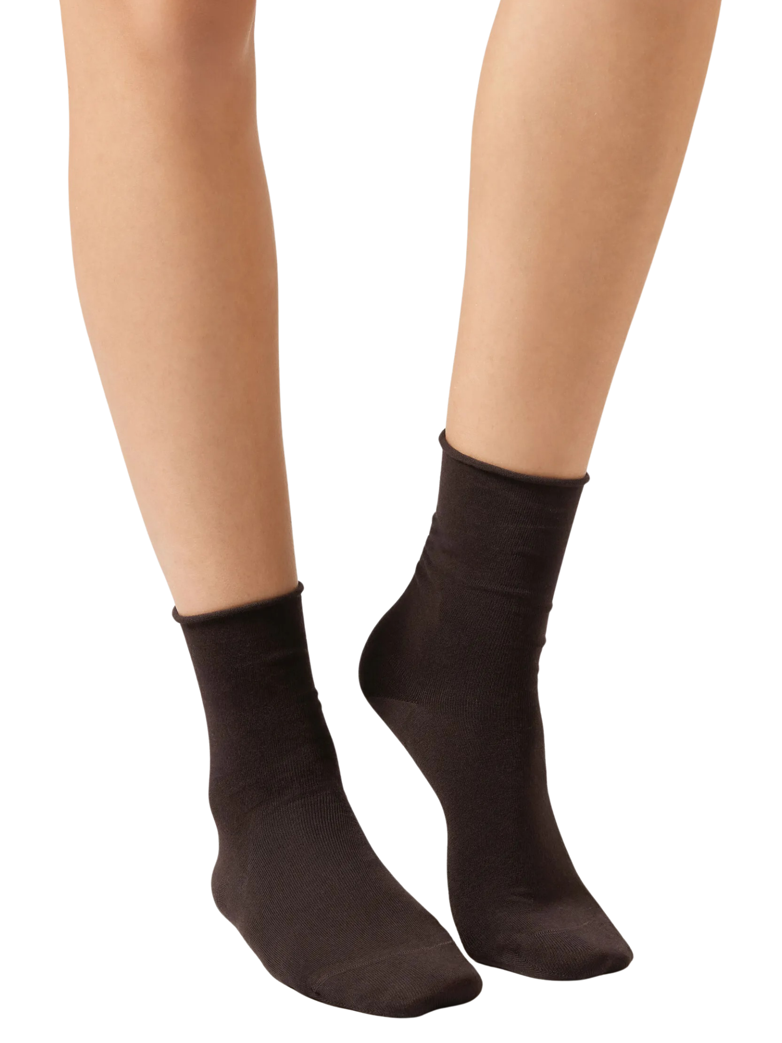 Meia Curta Em Algodão Sem Elástico Marrom Calzedonia