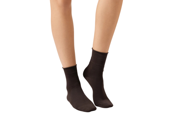 Meia Curta Em Algodão Sem Elástico - Marrom