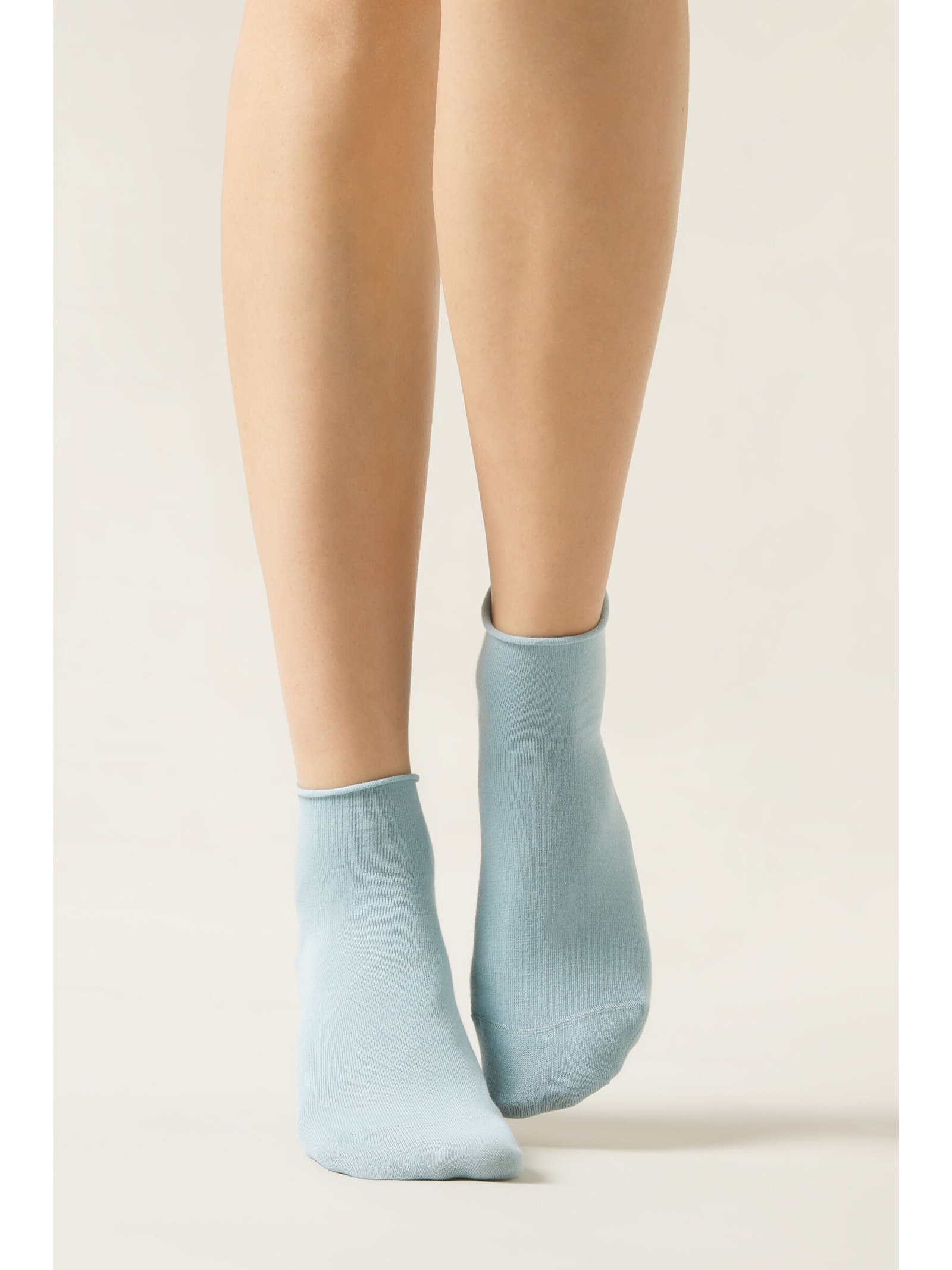 Meia Curta Em Algodão Sem Punho Azul Calzedonia