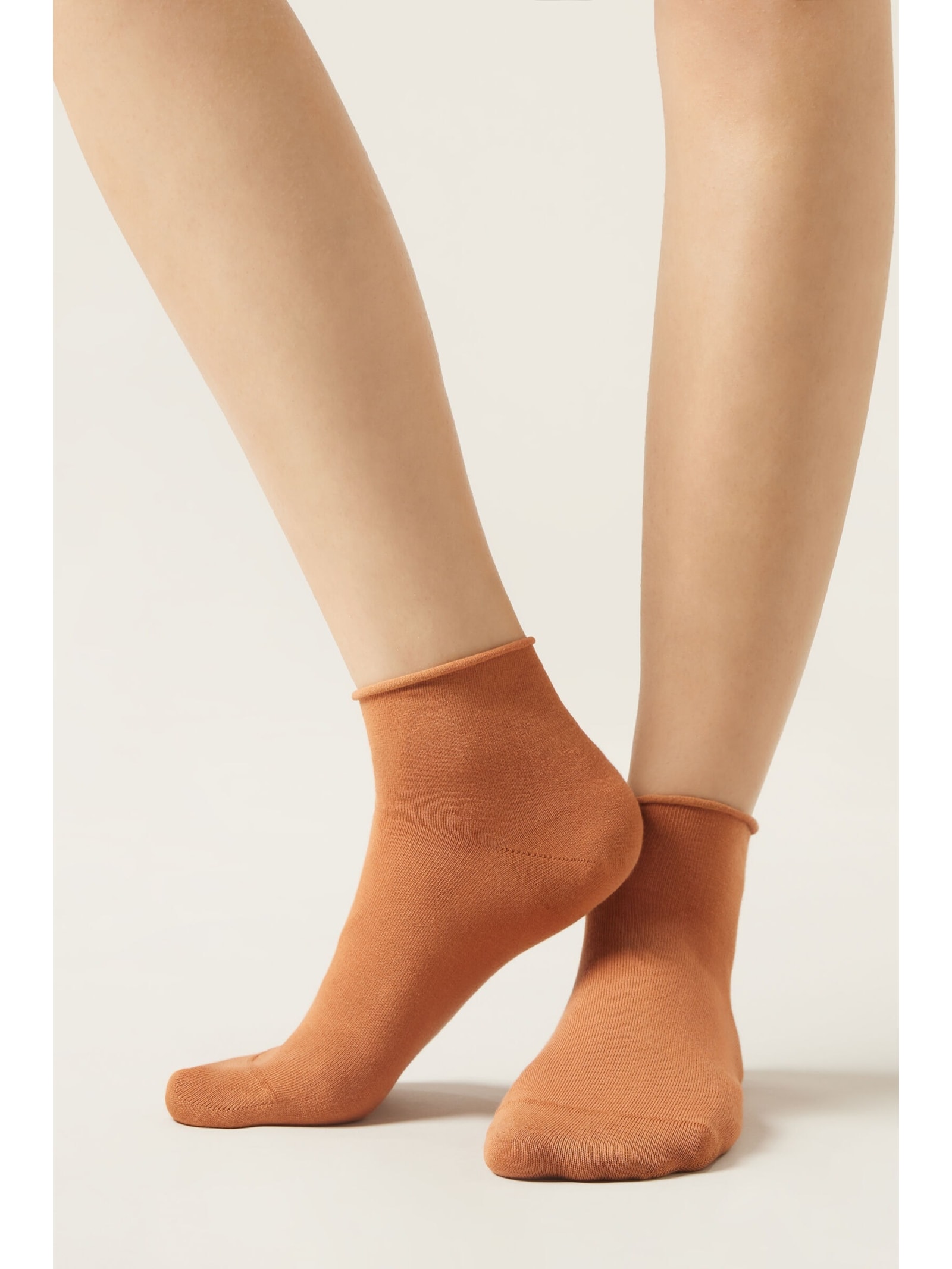Meia Curta Em Algodão Sem Punho Laranja Calzedonia