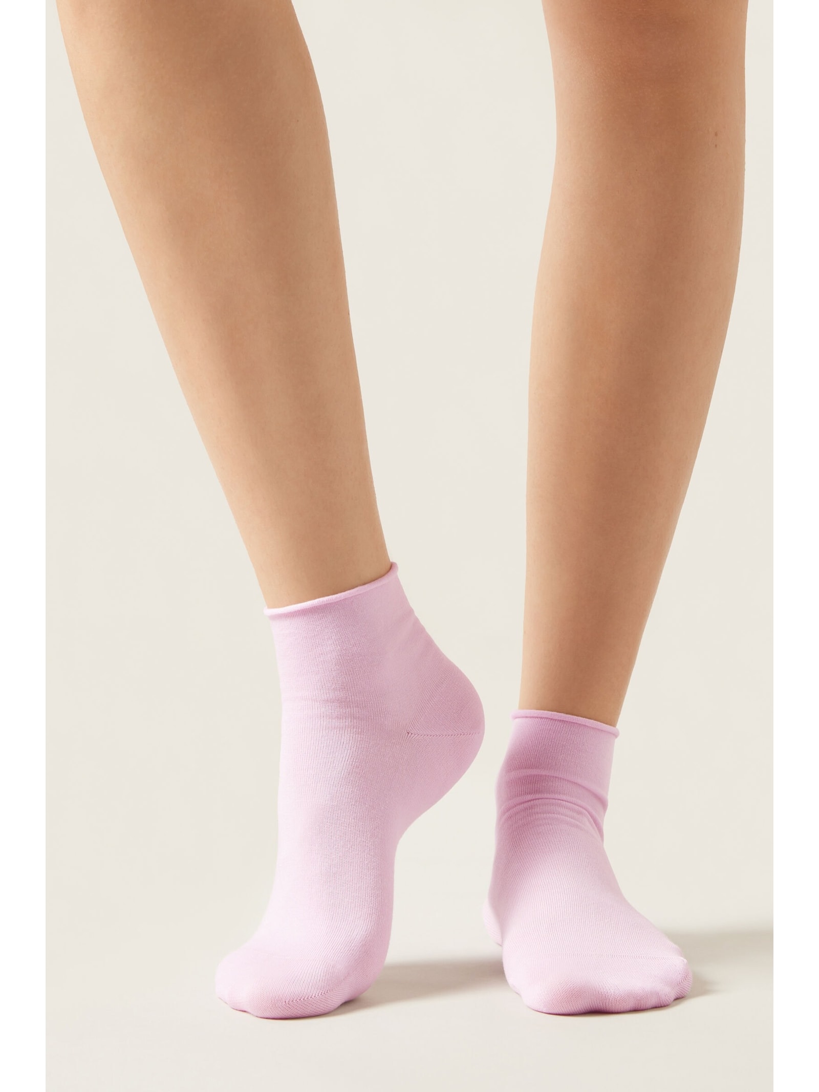 Meia Curta Em Algodão Sem Punho Rosa Calzedonia