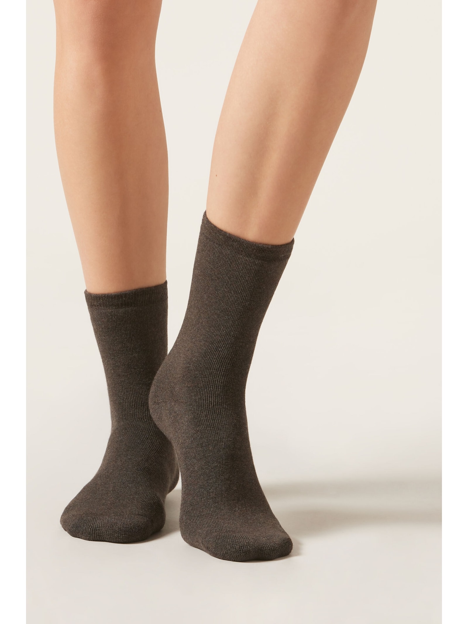 Meia Curta Em Algodão Térmico Marrom Calzedonia