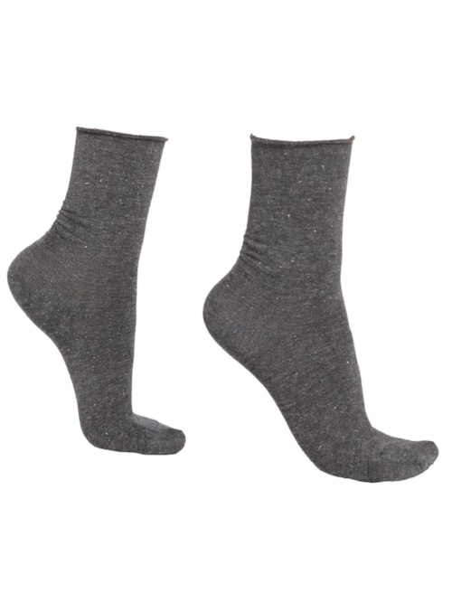Meia Curta Em Cashmere Com Glitter – Cinza
