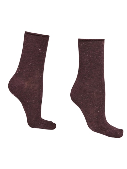 Meia Curta Em Cashmere Com Glitter – Roxo