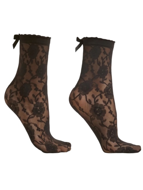 Meia Curta Em Renda – Preto