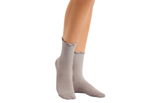 Meia Curta Estilo Romântico Com Cashmere - Bege