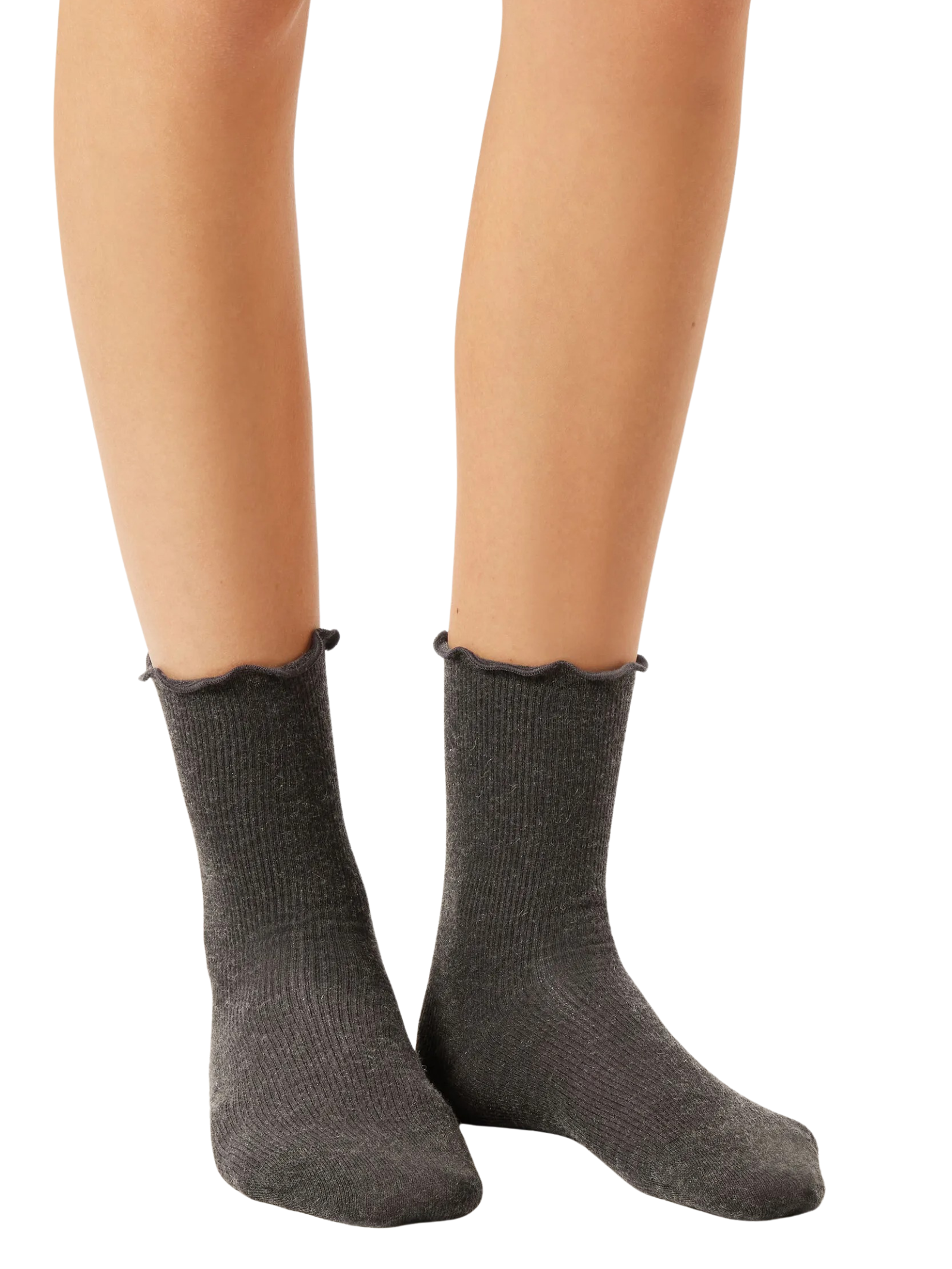 Meia Curta Estilo Romântico Com Cashmere Cinza Calzedonia