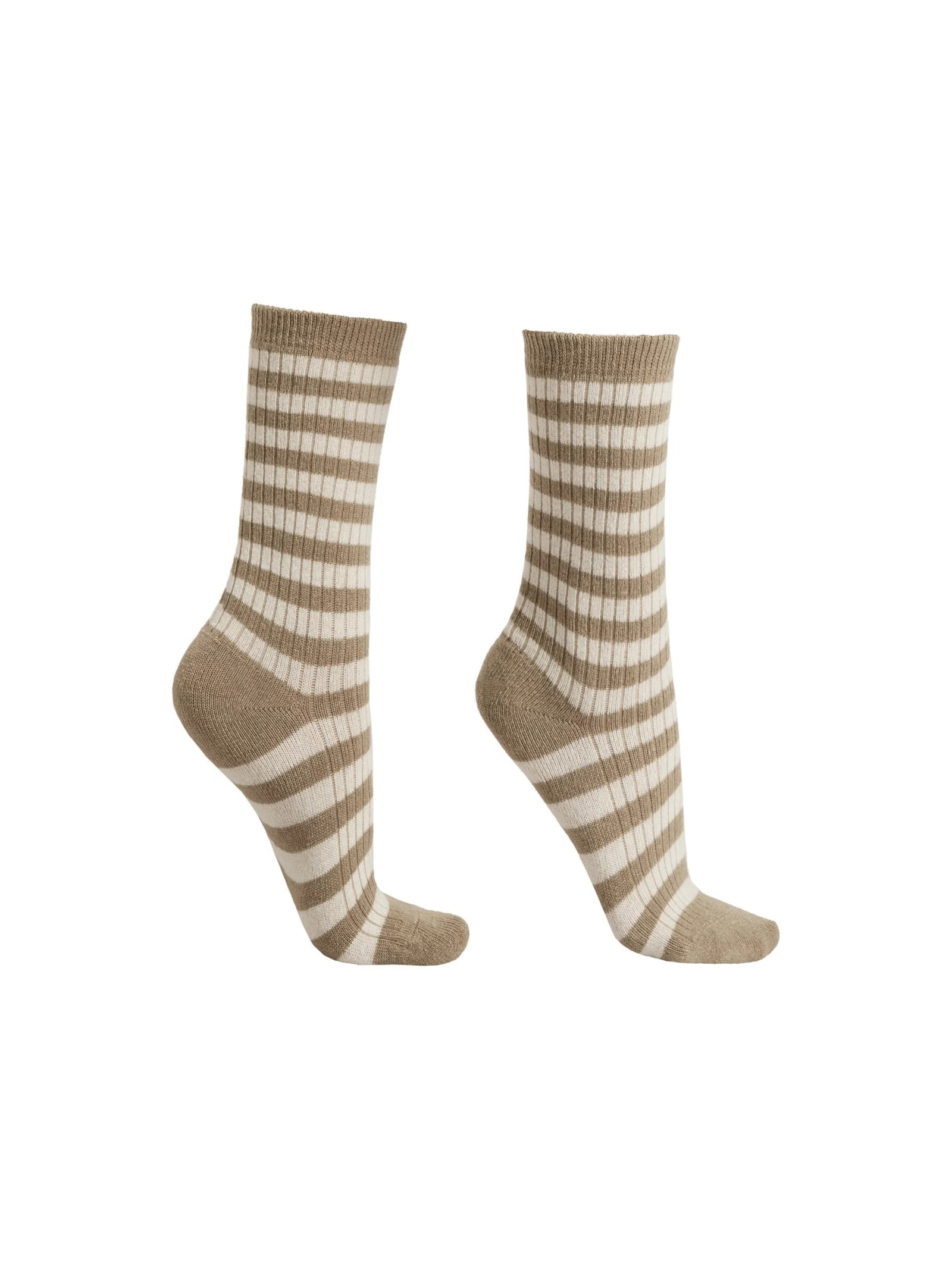 Meia Curta Listrada Com Cashmere Bege Calzedonia