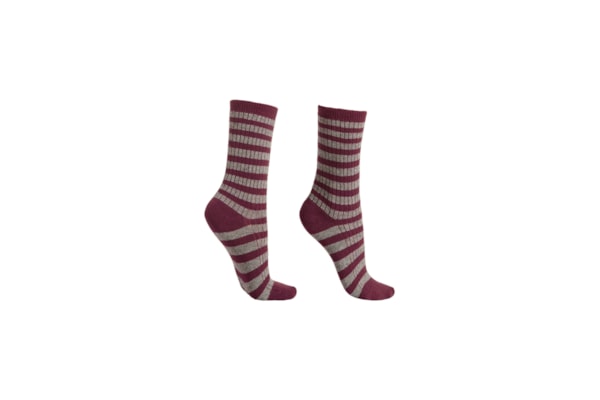 Meia Curta Listrada Com Cashmere - Bordô