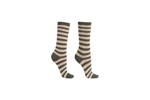 Meia Curta Listrada Com Cashmere - Cinza