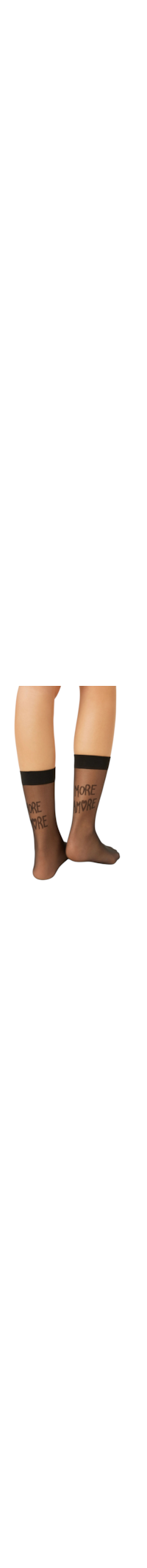 Meia Curta Transparente Com Estampa More Amore - Preto