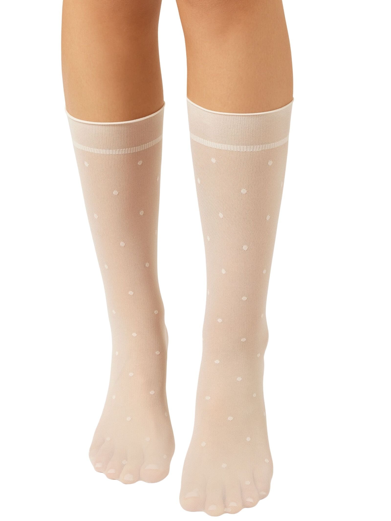 Meia Curta Transparente Com Poás Branco Calzedonia