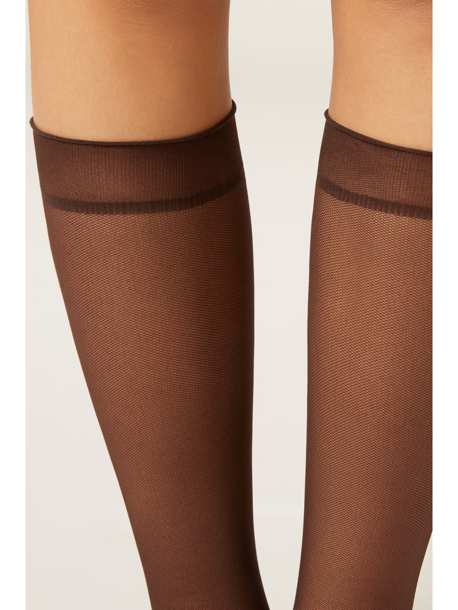 Meia Curta Transparente Em Tule Marrom Calzedonia