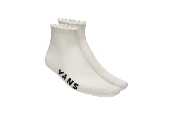Meia Feminina Scallop Quarter Crew - Branco
