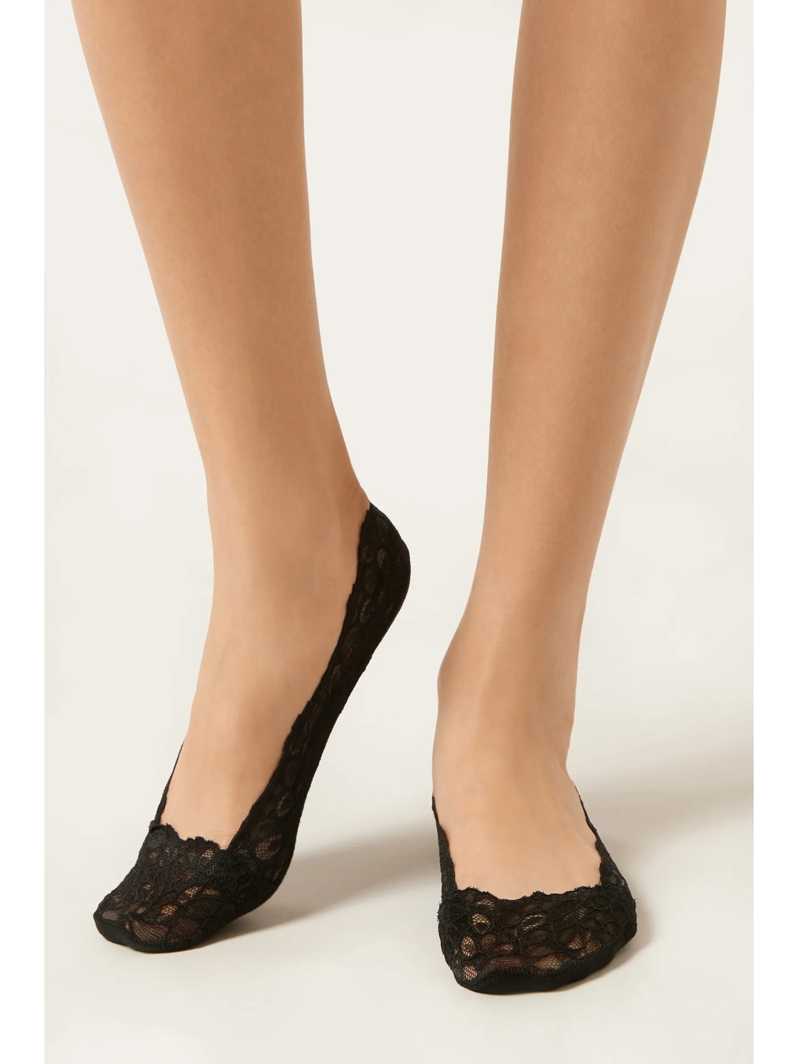 Meia Invisível Com Renda Preto Calzedonia