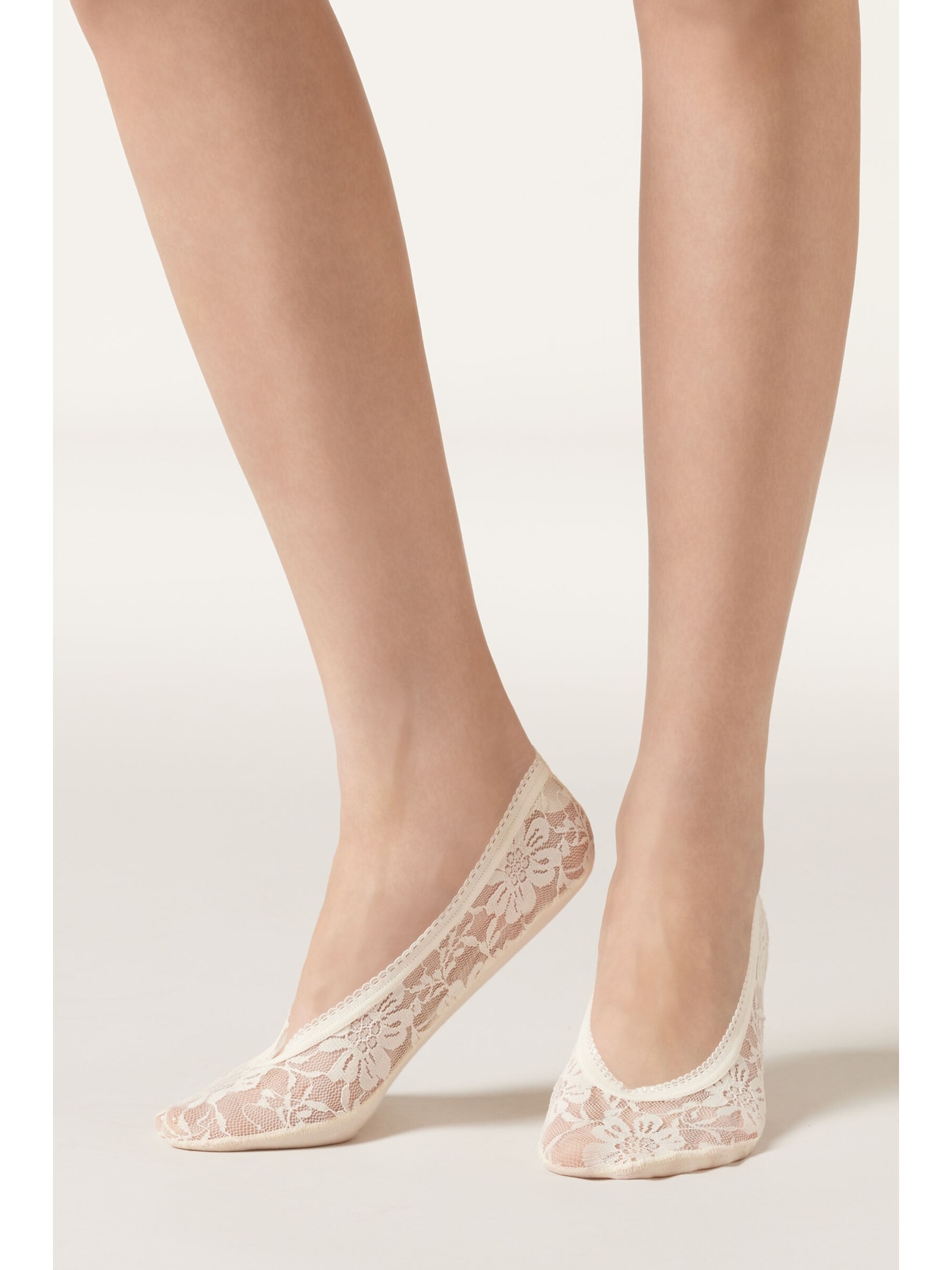 Meia Invisível Em Renda Branco Calzedonia