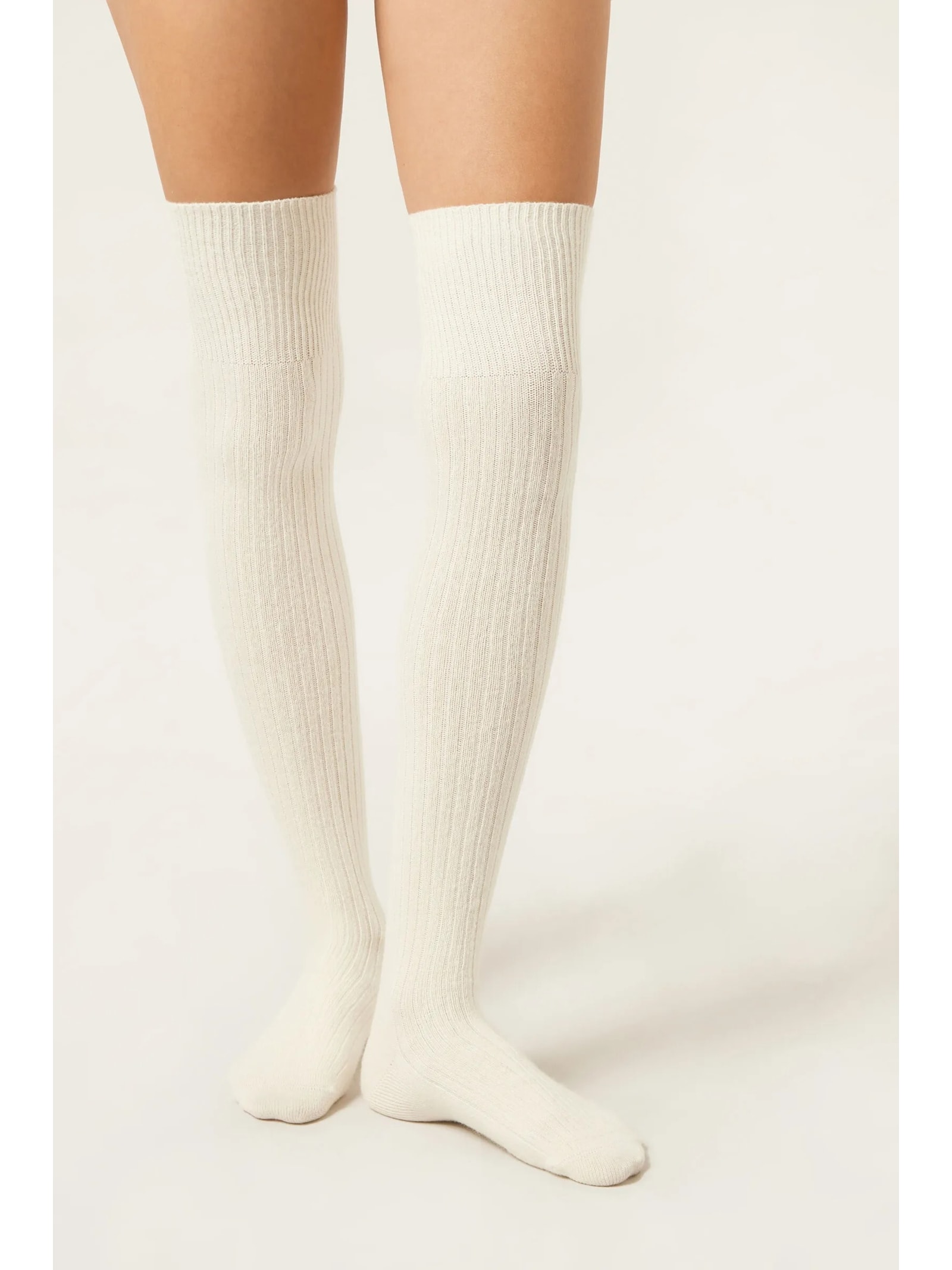 Meia Longuette Com Cashmere Branco Calzedonia